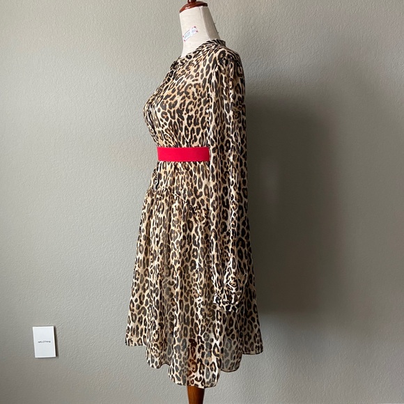 ❌SOLD❌ Chiffon Leopard-print Puff-sleeved Dress - Picture 14 of 16